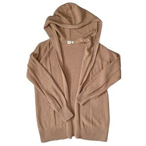 GAP Hooded Heavy Knit Cotton Cardigan Tan Small